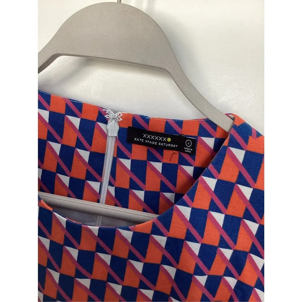 Kate spade‎ Saturday pleated flare dress with geometric pattern women's size 6